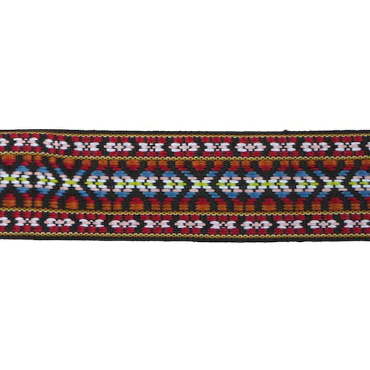 1.5" Black & Red Embroidered Belting Ribbon by Celebrate It®